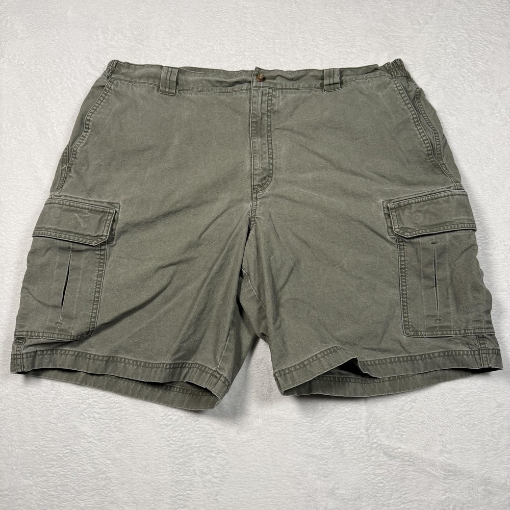 LL Bean Cargo Shorts Mens‎ 42 Green Comfort Waist Cotton Relaxed Fit Utility